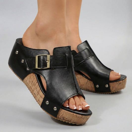 Women's Genuine Leather Wedge Sandals for Women Corvine