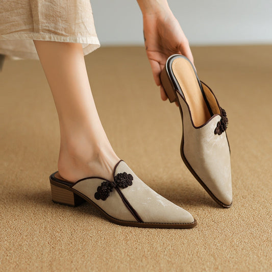 Women's Genuine Suede Block Heel Shoes Corvine