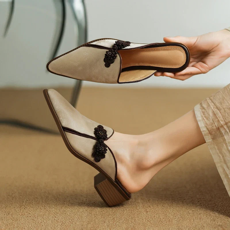 Women's Genuine Suede Block Heel Shoes Corvine