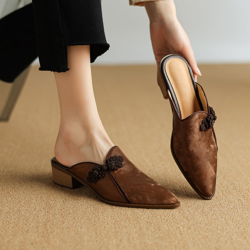 Women's Genuine Suede Block Heel Shoes Corvine