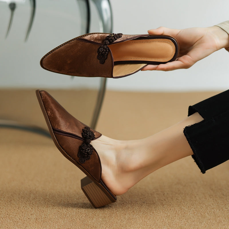 Women's Genuine Suede Block Heel Shoes Corvine