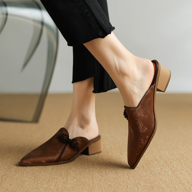 Women's Genuine Suede Block Heel Shoes Corvine