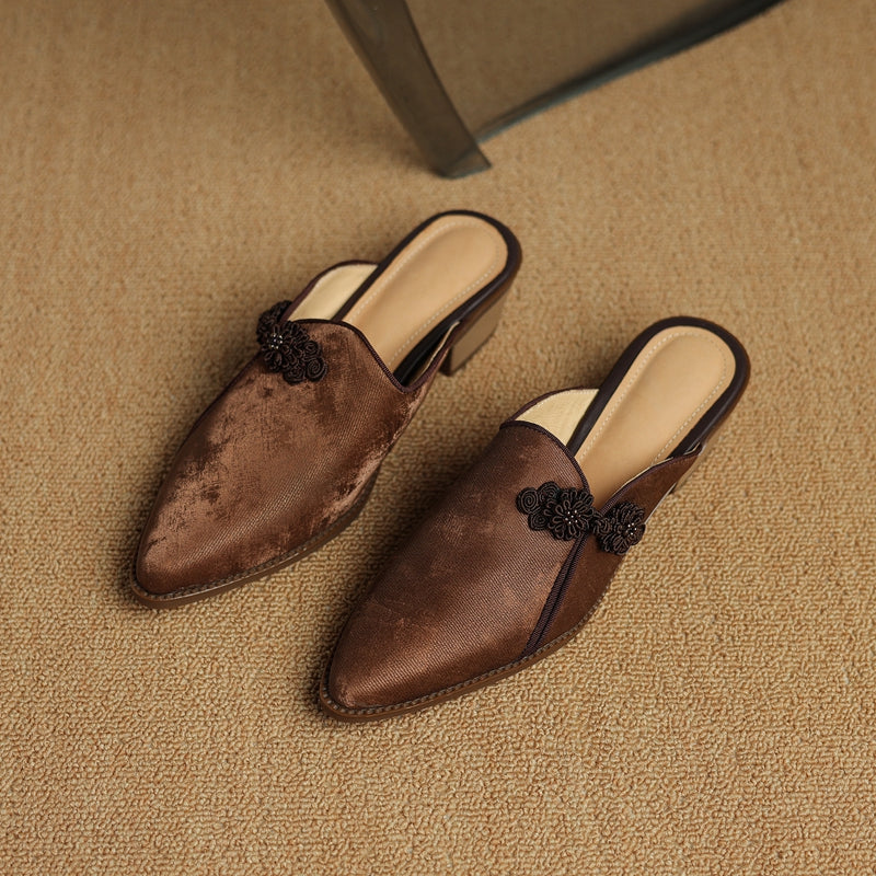 Women's Genuine Suede Block Heel Shoes Corvine