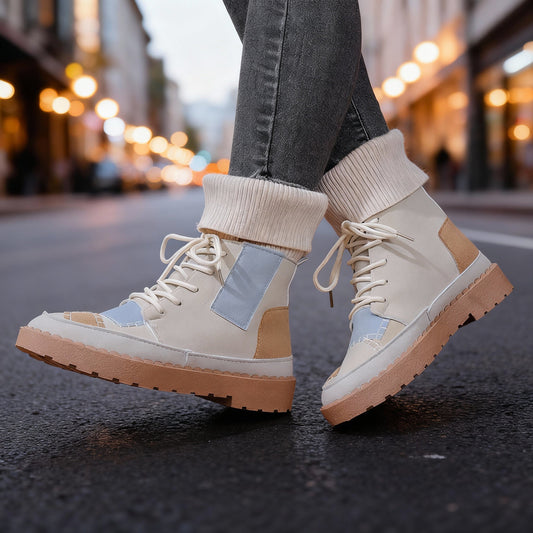Women's Genuine Suede Patchwork Ankle Boots Corvine