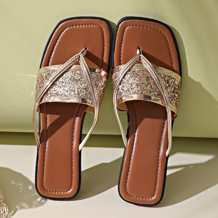 Women's Glitter Crossover Flat Sandals Corvine