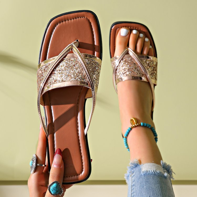 Women's Glitter Crossover Flat Sandals Corvine