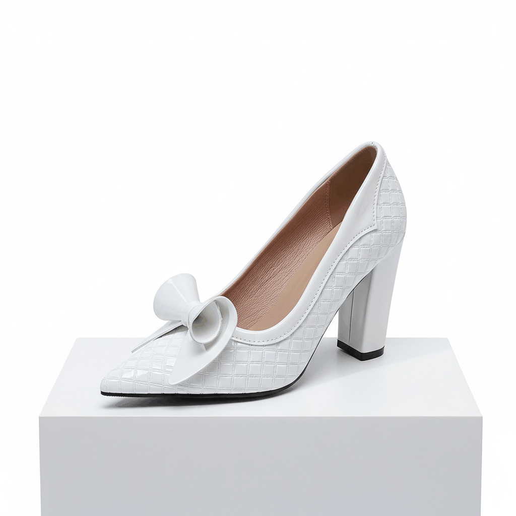 Women's Glossy Leather Embossed Black Heels Corvine
