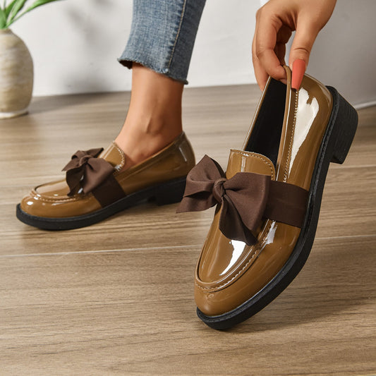 Women's Glossy Leather Platform Loafers Corvine