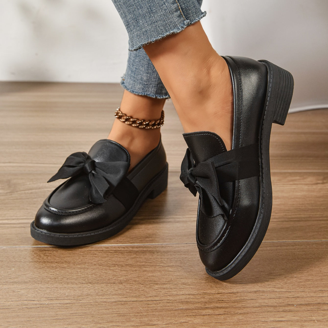Women's Glossy Leather Platform Loafers Corvine