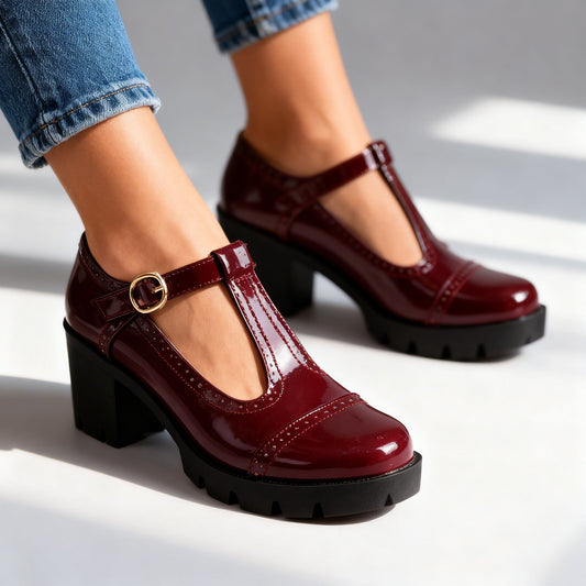 Women's Glossy Patent Brogue Loafers Corvine