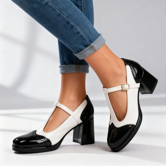 Women's Glossy Patent Brogue Loafers Corvine