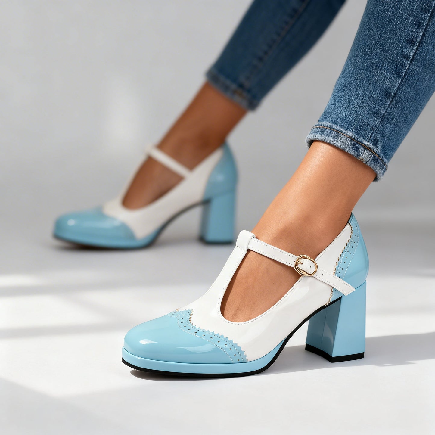 Women's Glossy Patent Brogue Loafers Corvine