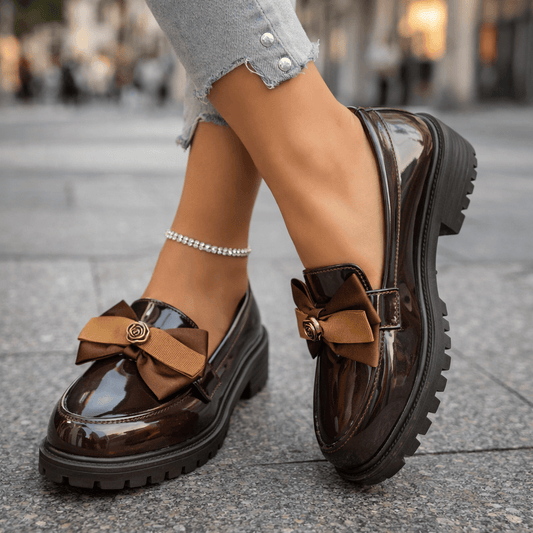 Women's Glossy Patent Chunky Platform Loafers Corvine