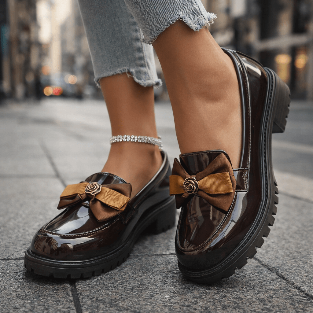 Women's Glossy Patent Chunky Platform Loafers Corvine