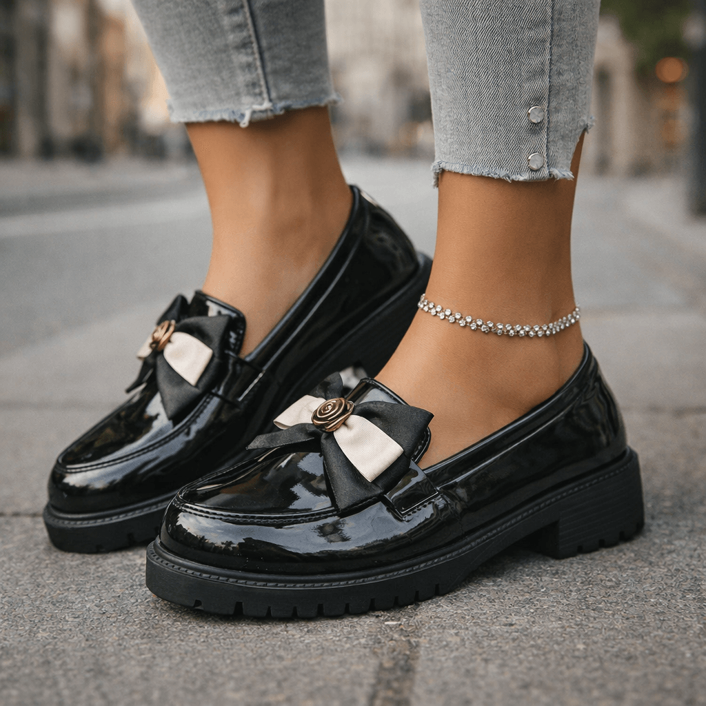 Women's Glossy Patent Chunky Platform Loafers Corvine
