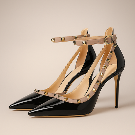 Women's Glossy Patent Gold Stiletto Heels Corvine