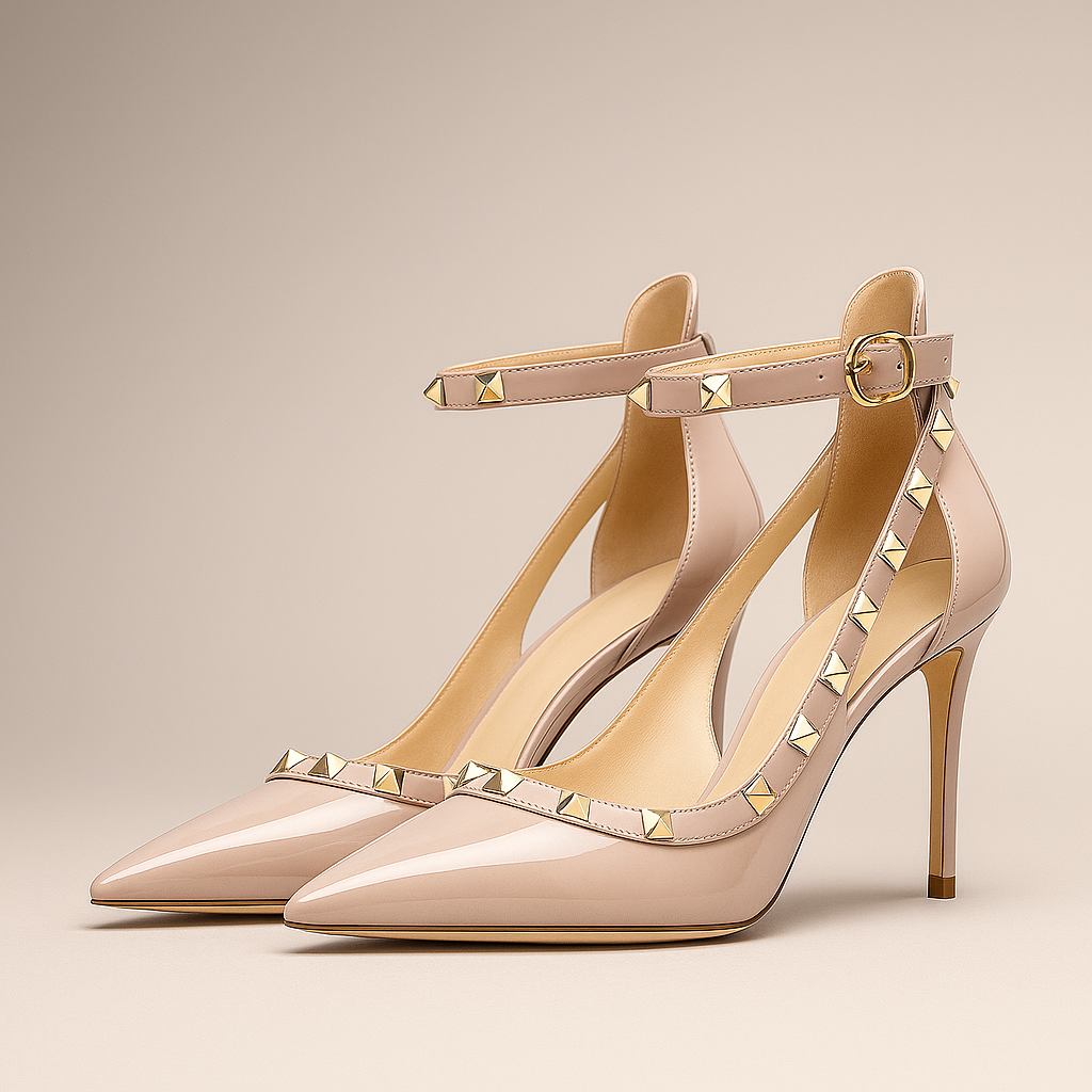 Women's Glossy Patent Gold Stiletto Heels Corvine