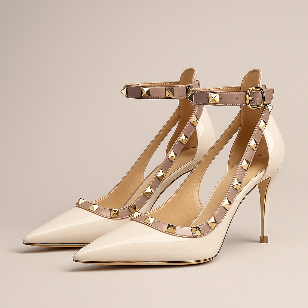 Women's Glossy Patent Gold Stiletto Heels Corvine