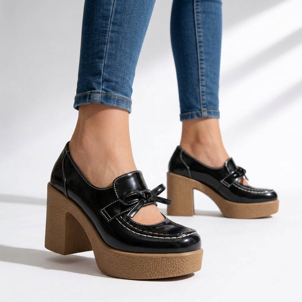Women's Glossy Patent Platform Heels Corvine