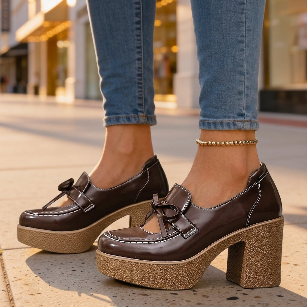 Women's Glossy Patent Platform Heels Corvine