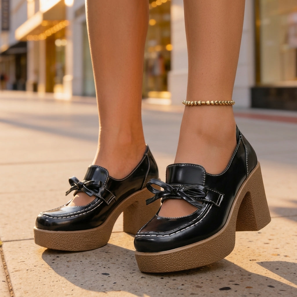 Women's Glossy Patent Platform Heels Corvine