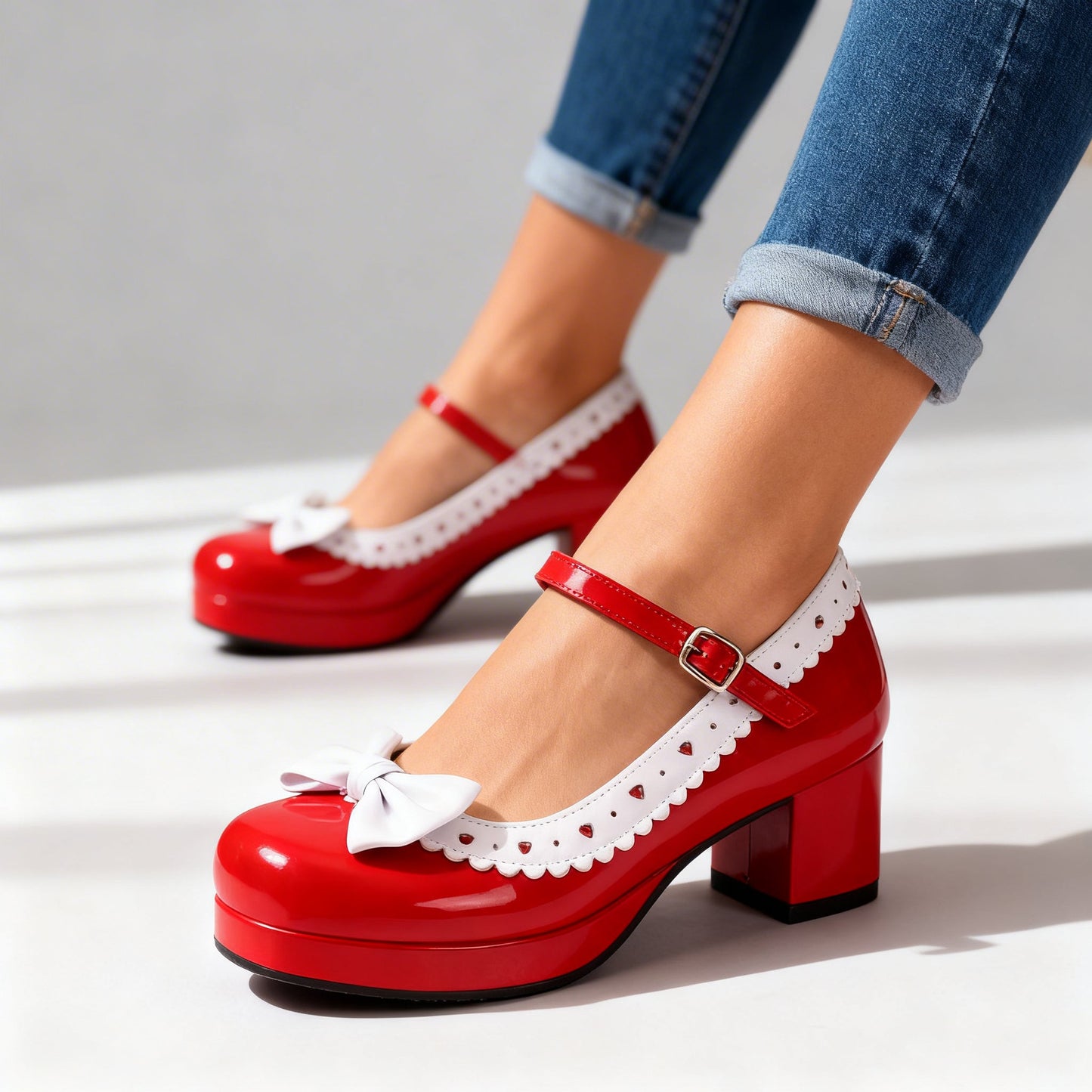 Women's Glossy Patent Platform Loafers with Bow Detail Corvine