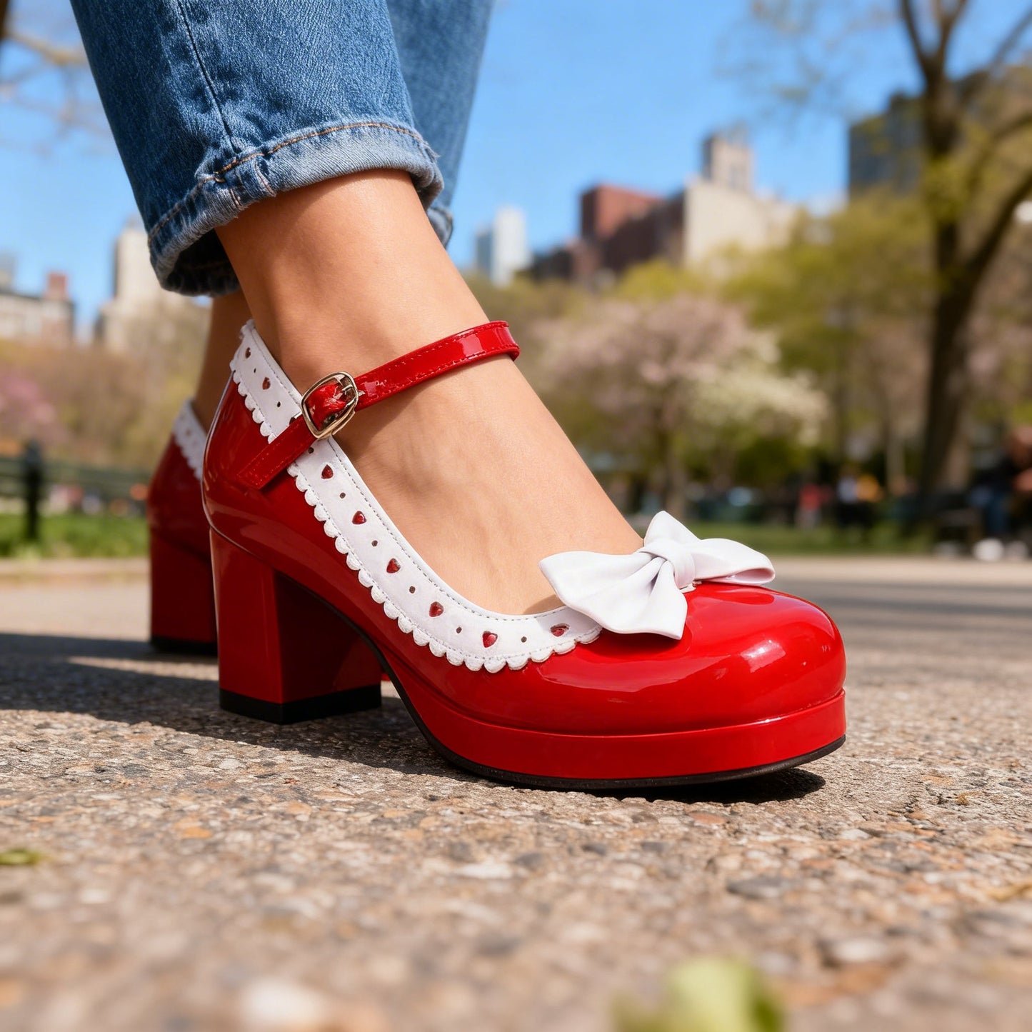 Women's Glossy Patent Platform Loafers with Bow Detail Corvine