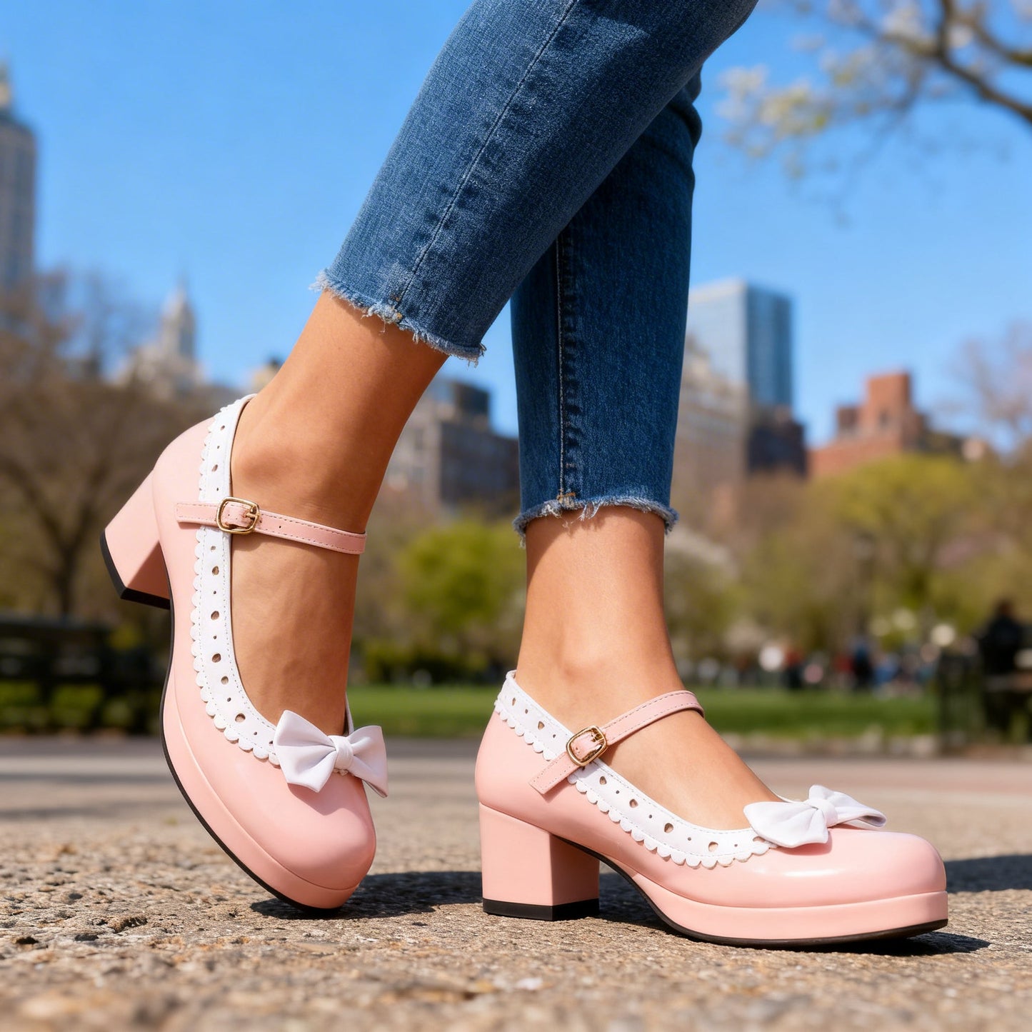 Women's Glossy Patent Platform Loafers with Bow Detail Corvine