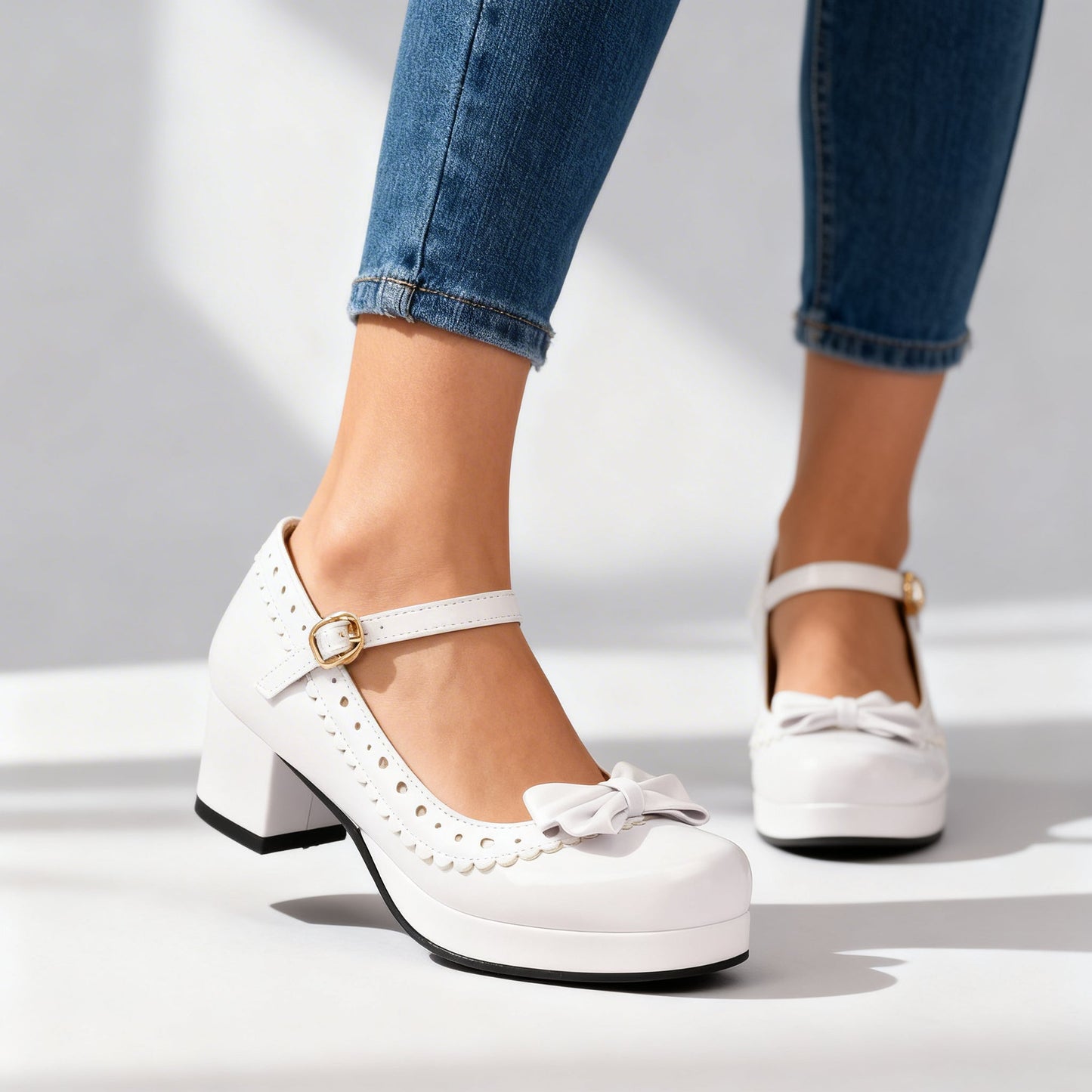 Women's Glossy Patent Platform Loafers with Bow Detail Corvine