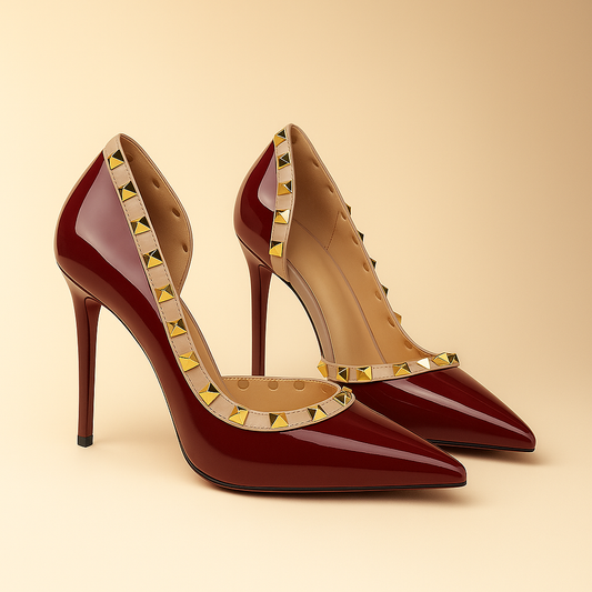 Women's Gold Glossy Patent Stiletto Heels Corvine