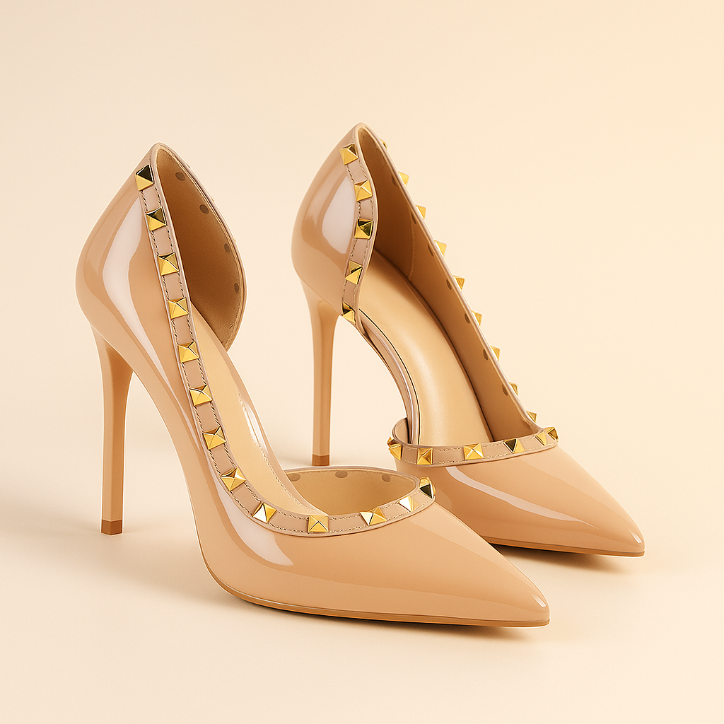 Women's Gold Glossy Patent Stiletto Heels Corvine