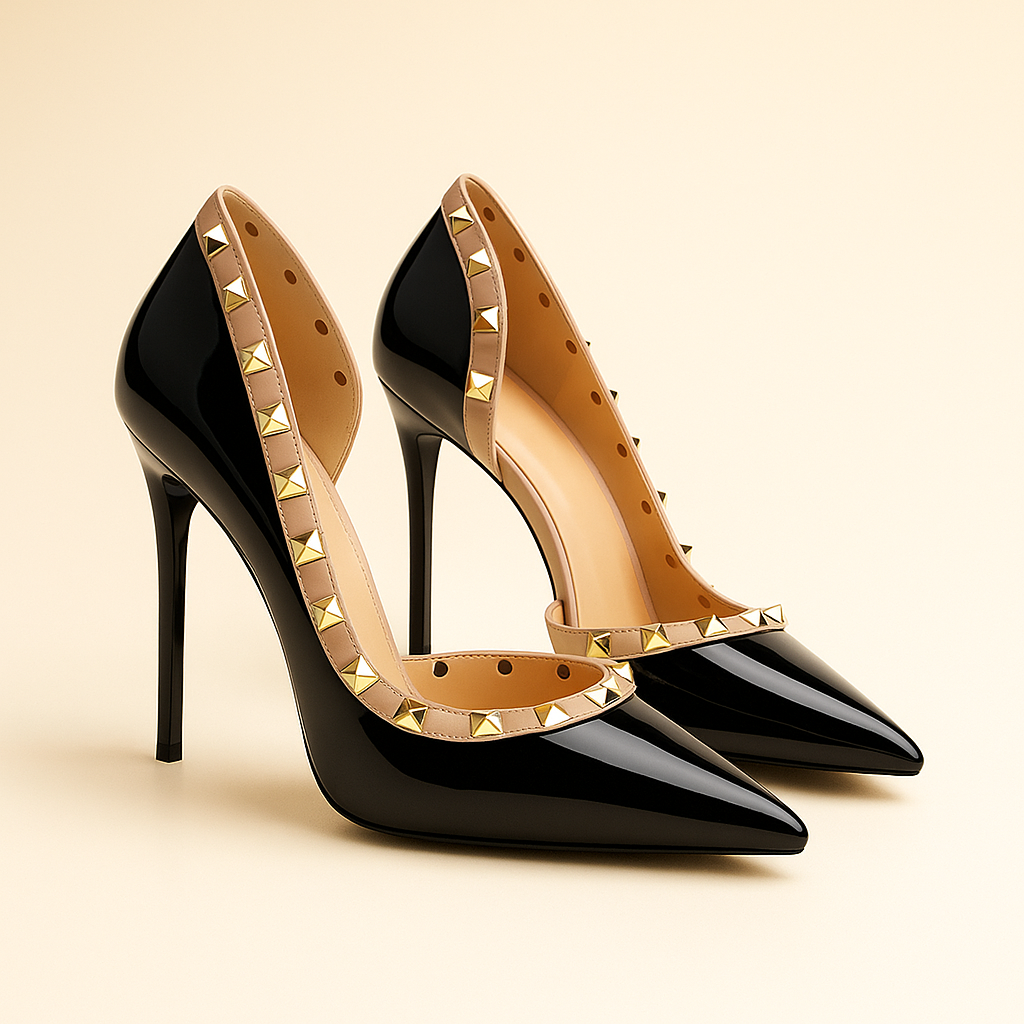 Women's Gold Glossy Patent Stiletto Heels Corvine