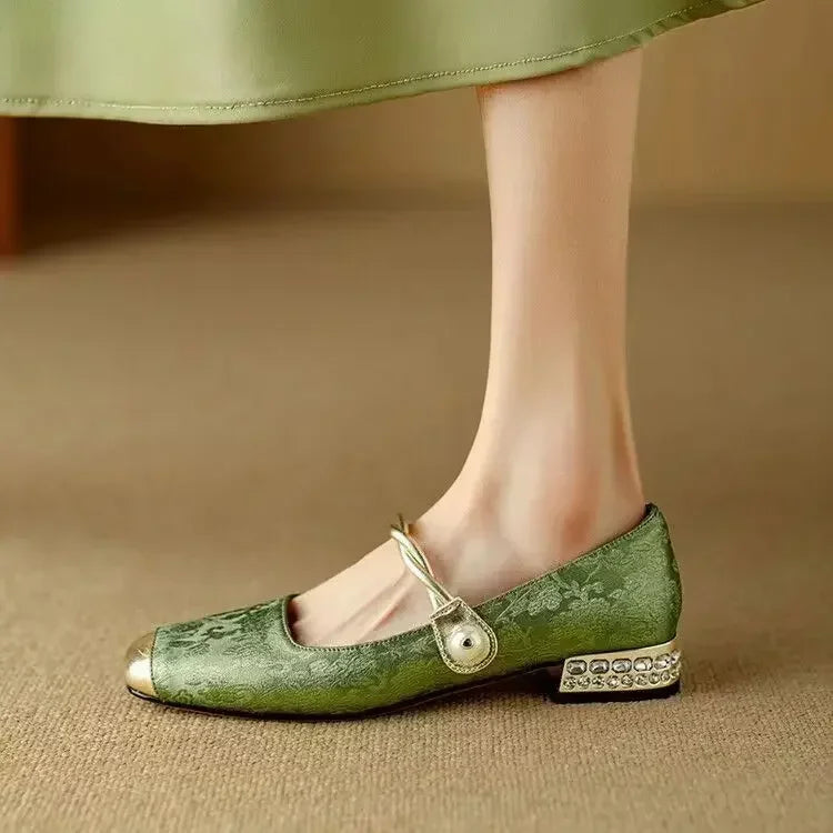 Women's Gold Pearl Accent Heels Corvine