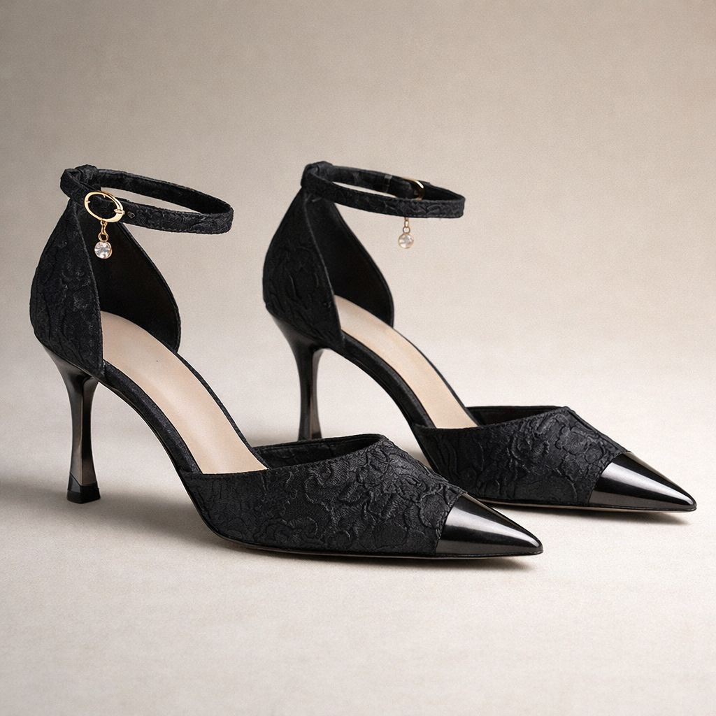 Women's Gold Satin Pointed Toe Heels Corvine