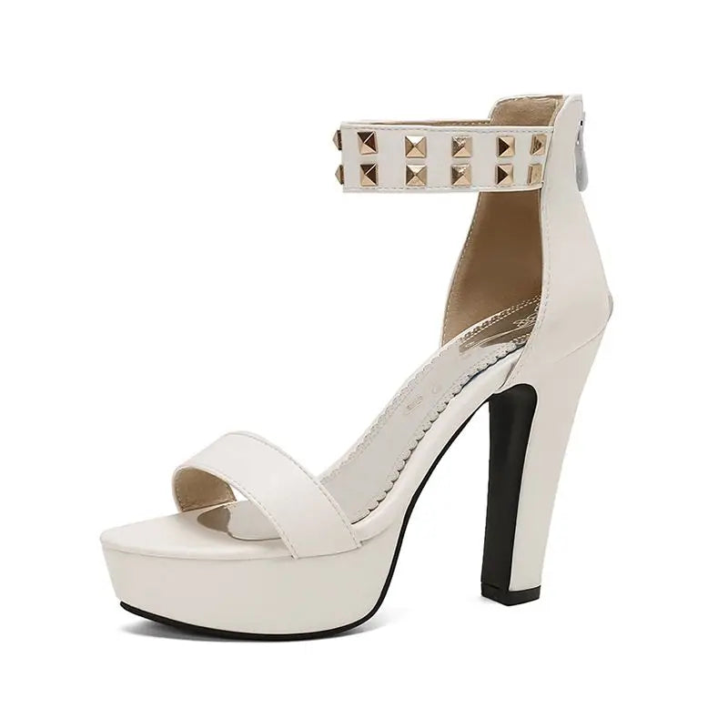 Women's Gold Studded Faux-Leather Platform Heels Corvine