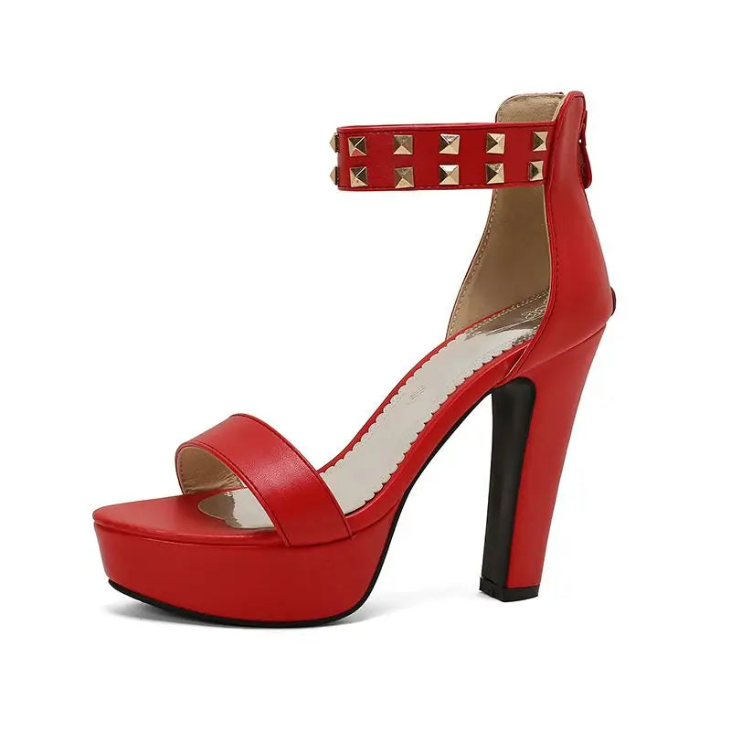 Women's Gold Studded Faux-Leather Platform Heels Corvine