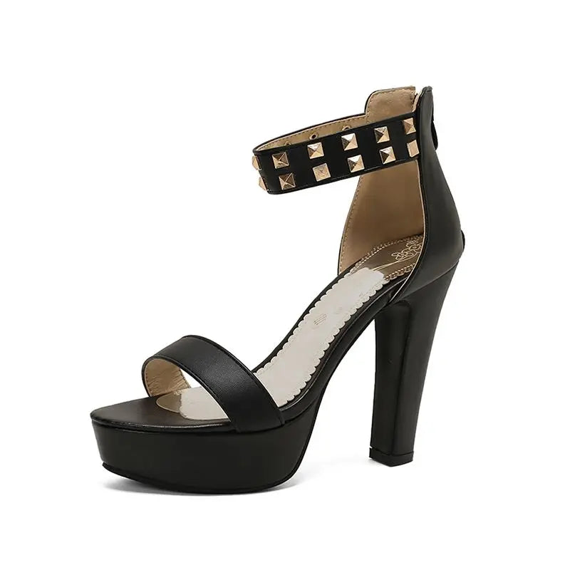 Women's Gold Studded Faux-Leather Platform Heels Corvine