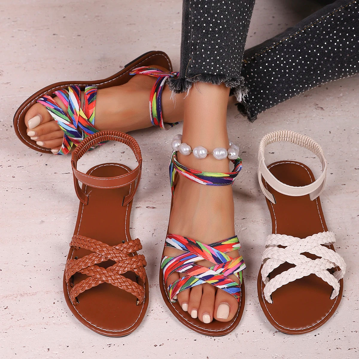 Women's Hand-Finished Vegan Leather Boho Sandals Corvine