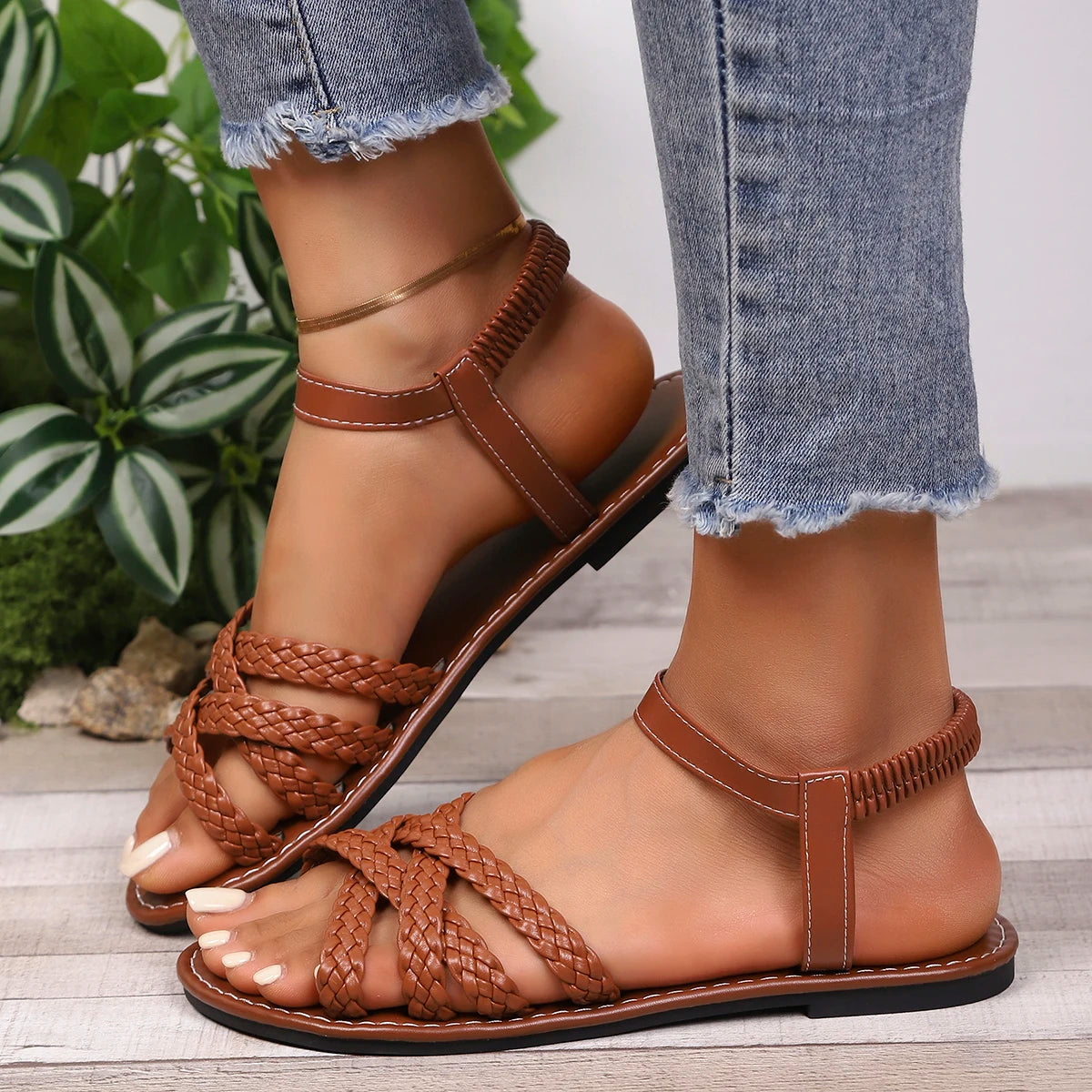 Women's Hand-Finished Vegan Leather Boho Sandals Corvine