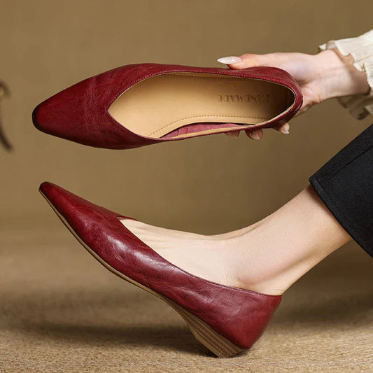 Women's Handcrafted Genuine Leather Black Flats Corvine