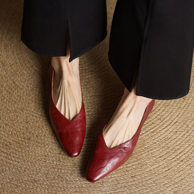 Women's Handcrafted Genuine Leather Black Flats Corvine