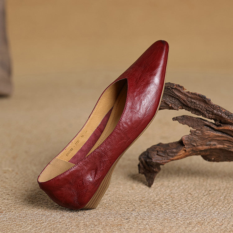 Women's Handcrafted Genuine Leather Black Flats Corvine