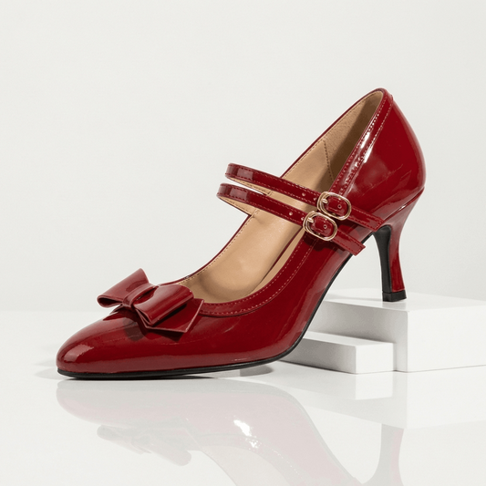 Women's High-Gloss Black Patent Leather Bow Heels Corvine