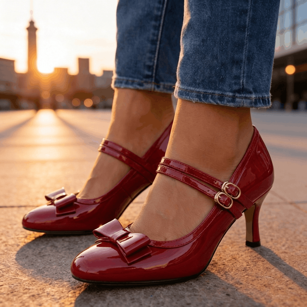 Women's High-Gloss Black Patent Leather Bow Heels Corvine