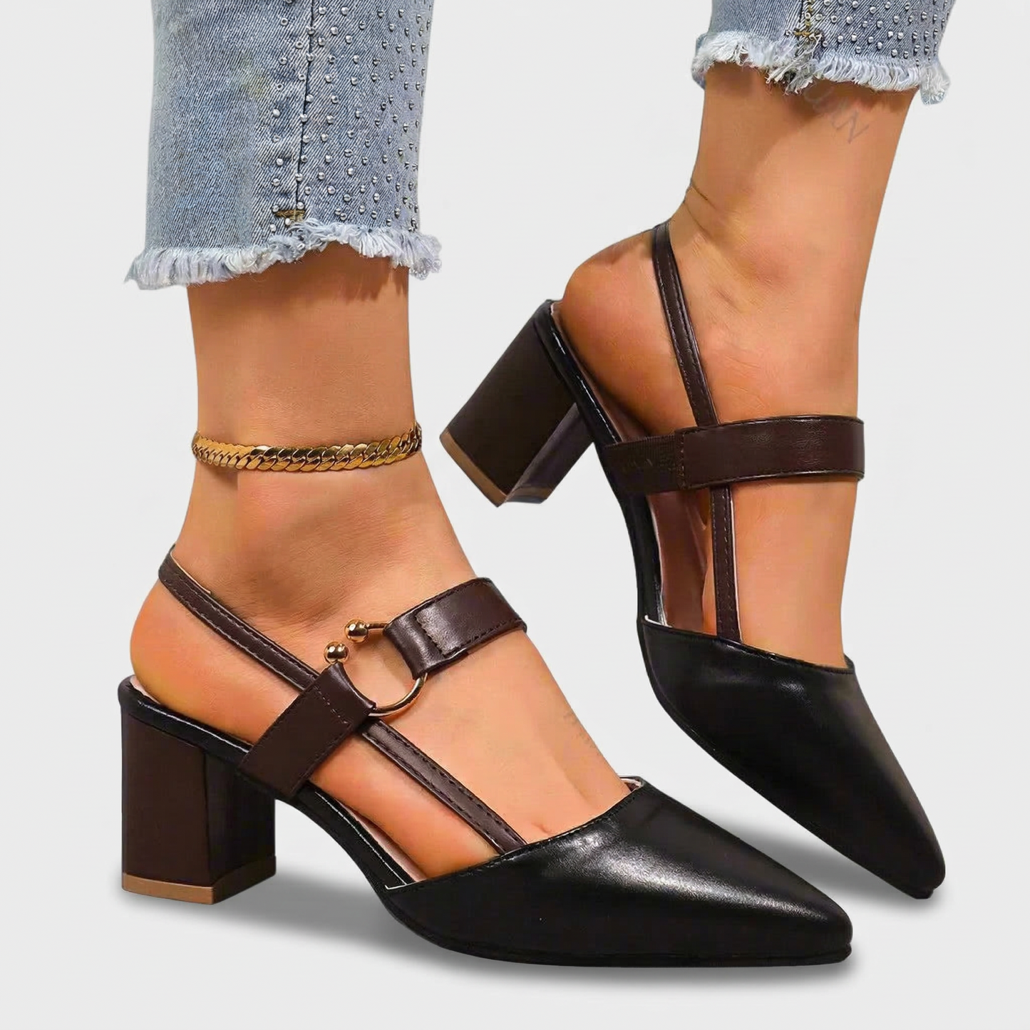 Women's High-Quality Synthetic Block Heel Shoes Corvine