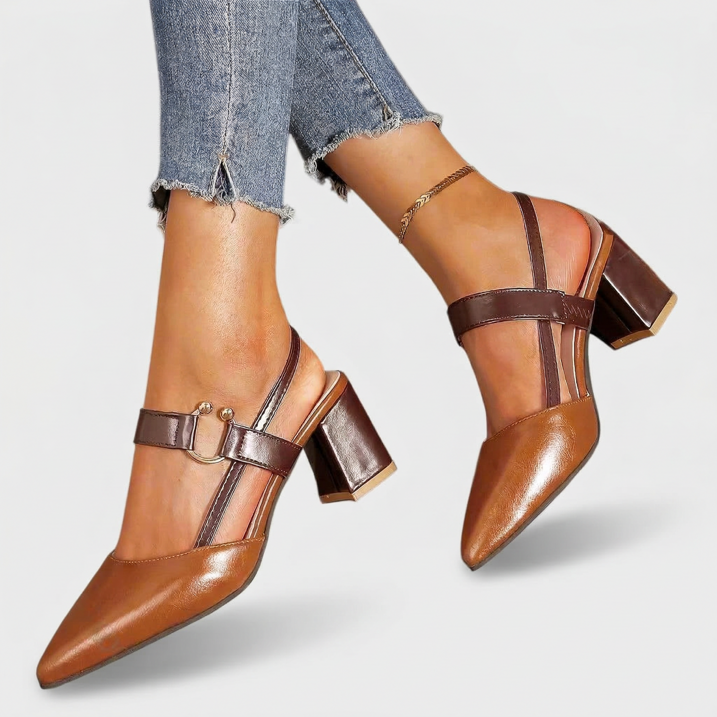 Women's High-Quality Synthetic Block Heel Shoes Corvine