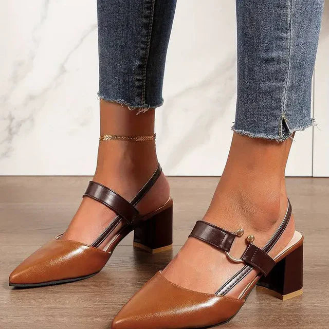 Women's High-Quality Synthetic Block Heel Shoes Corvine