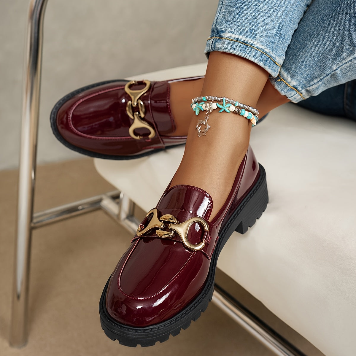 Women's High-Shine Patent Leather Loafers Corvine