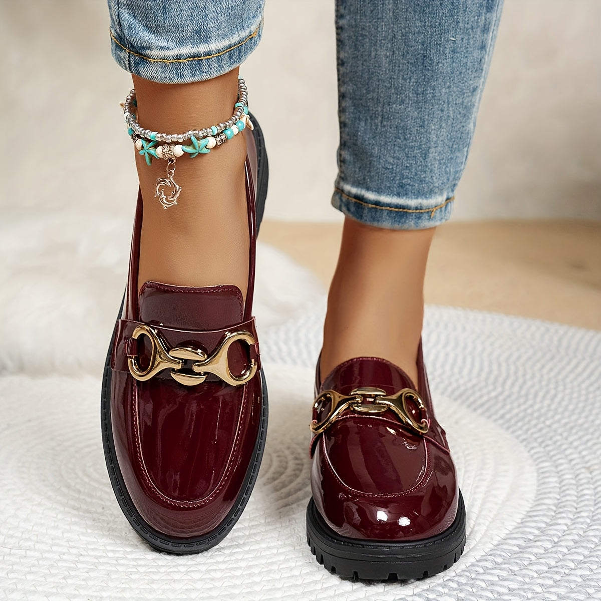 Women's High-Shine Patent Leather Loafers Corvine