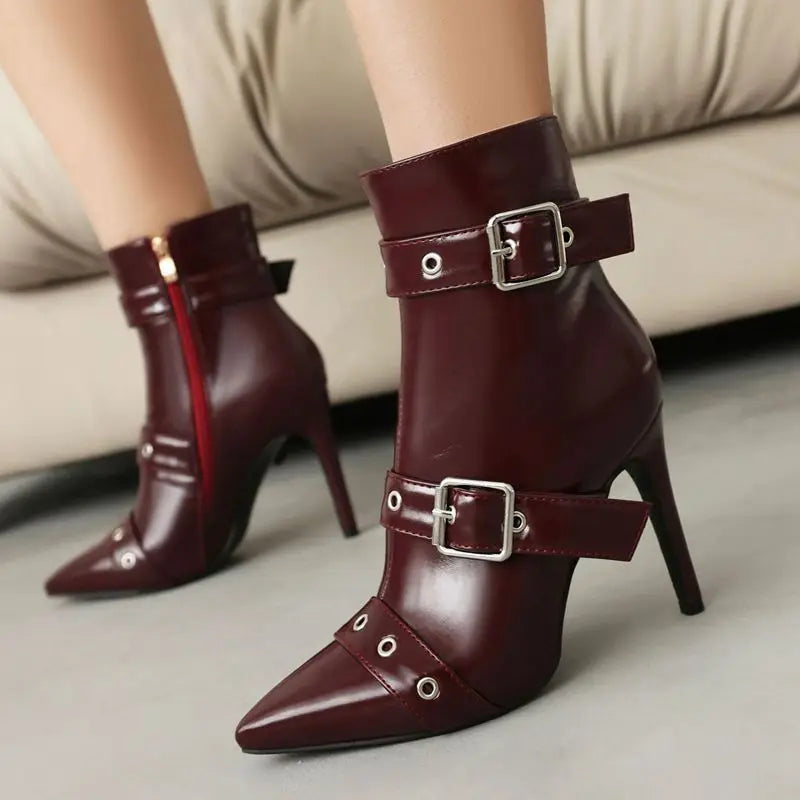 Women's High-Shine Vegan Leather Stiletto Boots Corvine